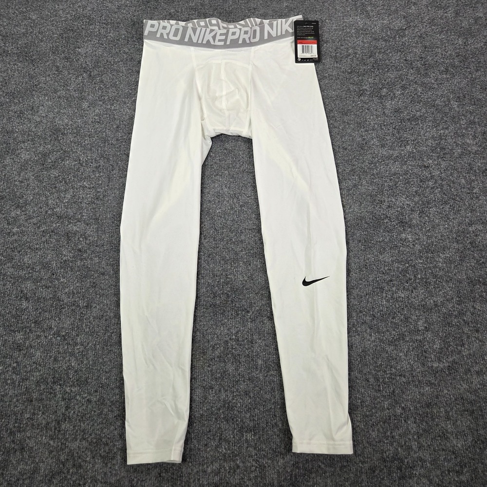 NWT Nike Pro compression training Pants 703098-100 White long pants Mens‎ Large